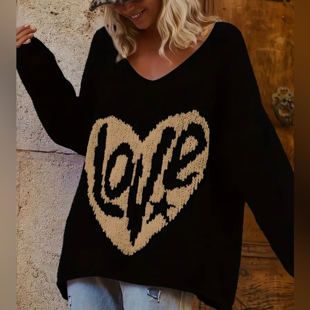 Black Love Heart Sweater